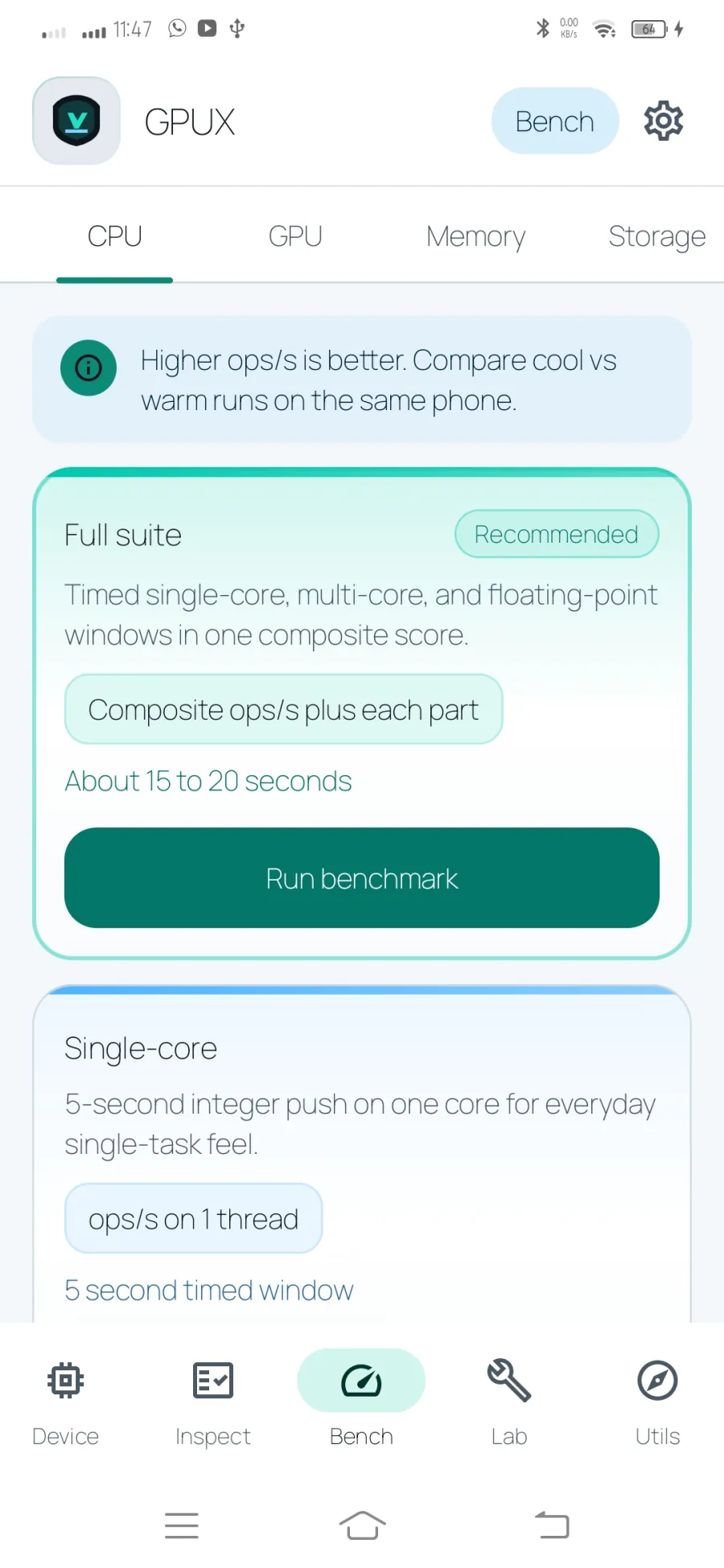 CPU benchmark in GPUX
