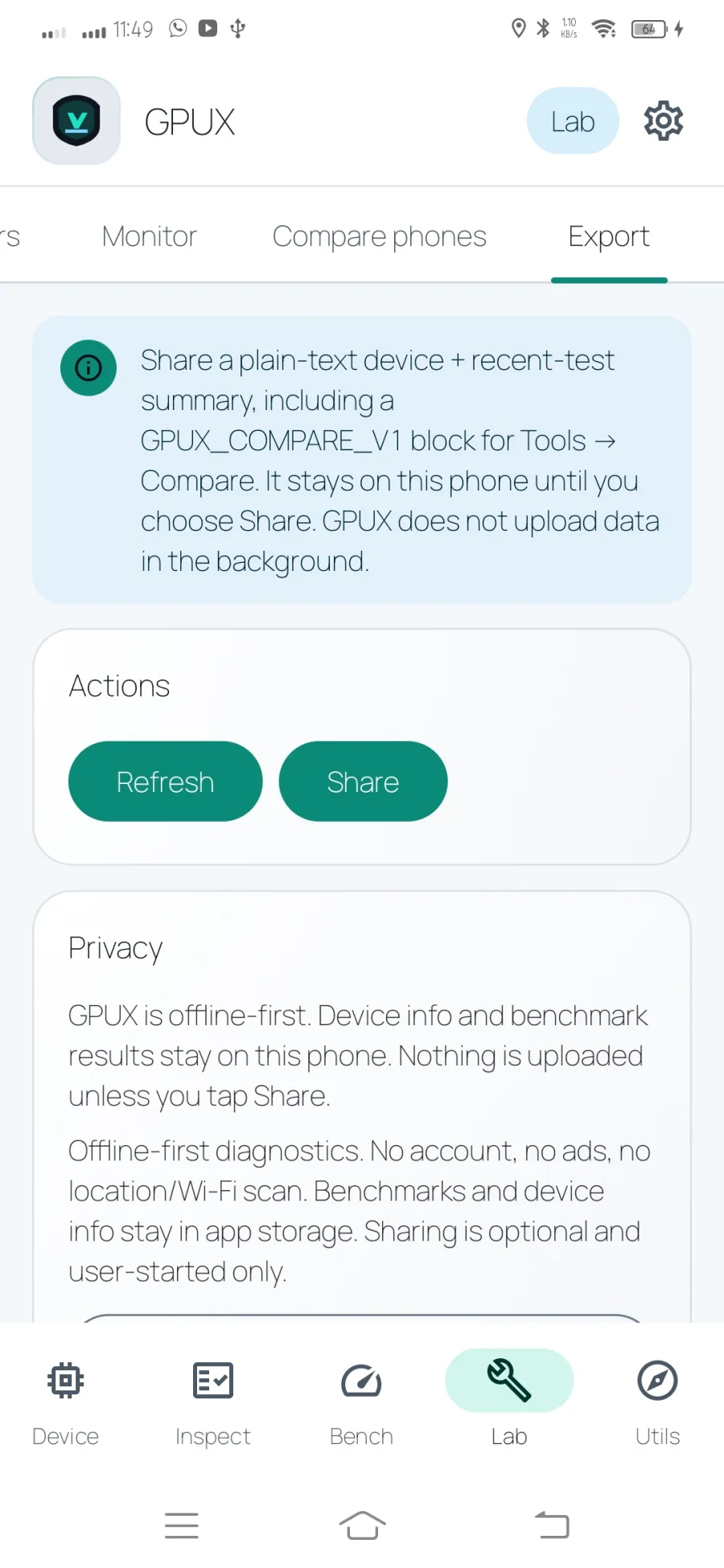 Plain text report export in GPUX